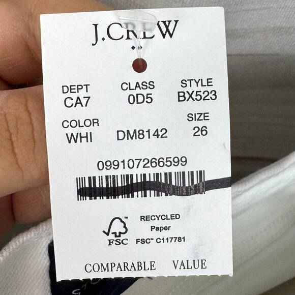 J. Crew White Stovepipe Straight Jean in Signature Stretch+ Size 26 - Picture 14 of 15
